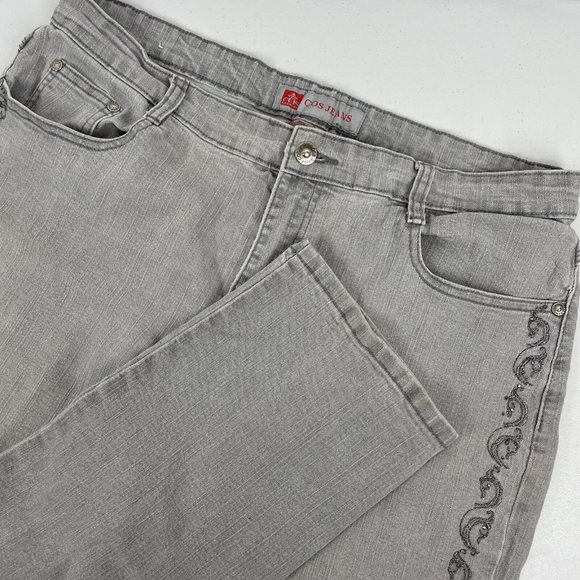Cos Jeans Women's‎ Size 16 Gray Embroidered Straight Leg Grunge Skater Y2K - Picture 1 of 13